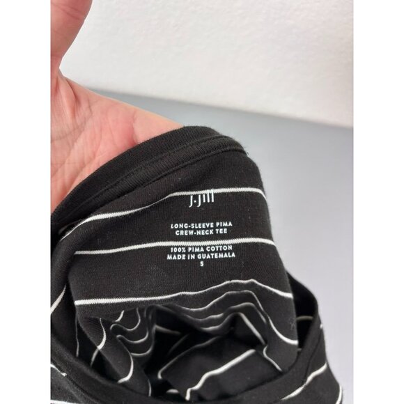 J. Jill womens small black striped long sleeve pima crew-neck tee casual stretch - Picture 5 of 6